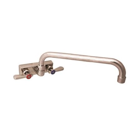 Bk Resources Evolution 4" Splash Mount Stainless Steel Faucet, 14" Swing Spout EVO-4SM-14